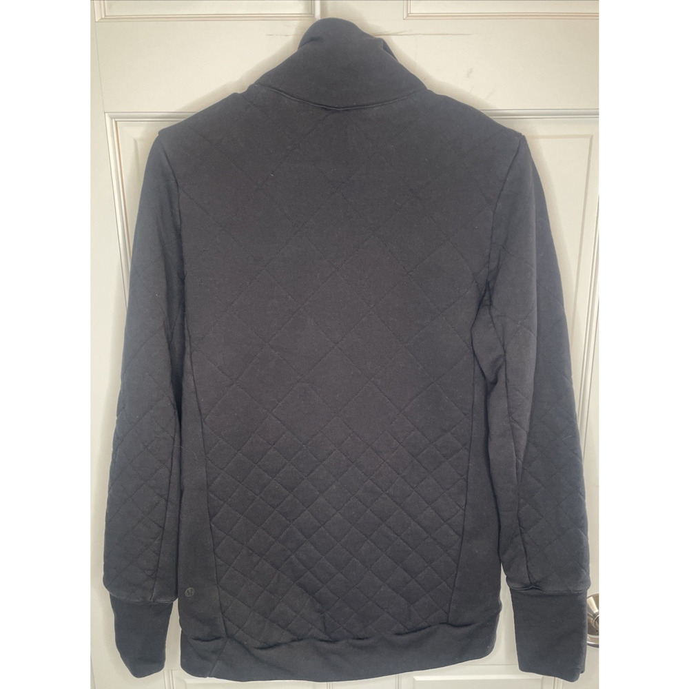 Lululemon Women's Forever Warm Black Quilted 1/4 Zip Pullover Sz 6 Outdoors Cozy - Picture 10 of 16